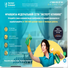 Скриншот главной страницы сайта expertklining-franch.ru