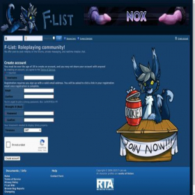 Скриншот главной страницы сайта f-list.net