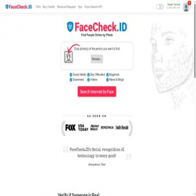 Скриншот главной страницы сайта facecheck.id