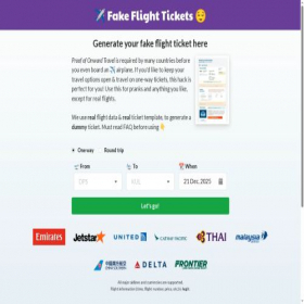 Скриншот главной страницы сайта fakeflighttickets.com