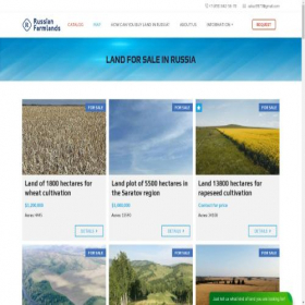 Скриншот главной страницы сайта farmlands-agency.com
