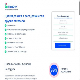 Скриншот главной страницы сайта fastden.site