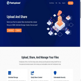 Скриншот главной страницы сайта fastupload.io