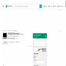 Скриншот главной страницы сайта fat32-format.en.softonic.com