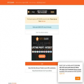 Скриншот главной страницы сайта faucet.bitcoearn.fun