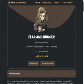 Скриншот главной страницы сайта fearandhunger.net
