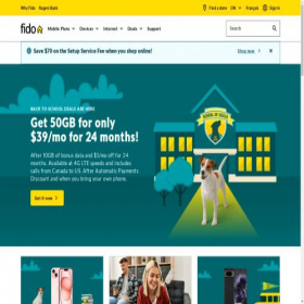 Скриншот главной страницы сайта fido.ca