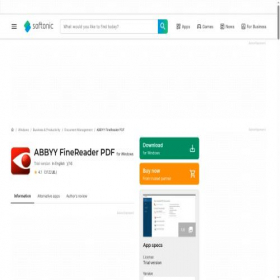 Скриншот главной страницы сайта finereader.en.softonic.com