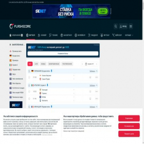 Скриншот главной страницы сайта flashscore.ru