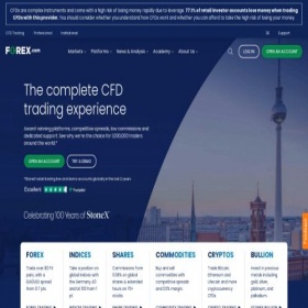 Скриншот главной страницы сайта forex.com