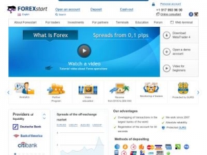 Скриншот главной страницы сайта forexstart.com