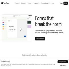 Скриншот главной страницы сайта form.typeform.com