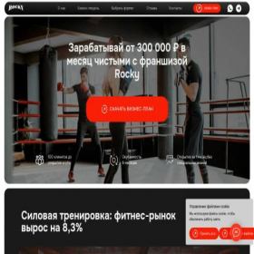 Скриншот главной страницы сайта franshiza-boks.rockyclub.ru