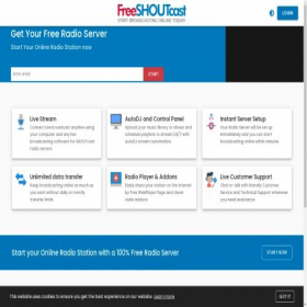 Скриншот главной страницы сайта freeshoutcast.com