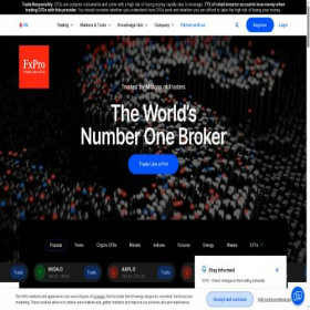 Скриншот главной страницы сайта fxpro.com