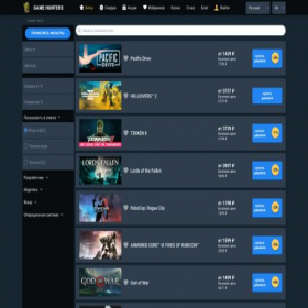 Скриншот главной страницы сайта gamehunters.pro