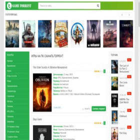 Скриншот главной страницы сайта gametorrent.net