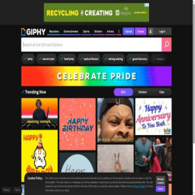 Скриншот главной страницы сайта giphy.com