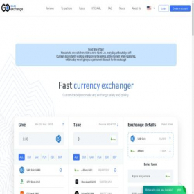 Скриншот главной страницы сайта go-go.exchange