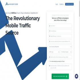 Скриншот главной страницы сайта go.advertizer-click.com