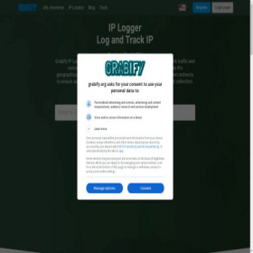 Скриншот главной страницы сайта grabify.org