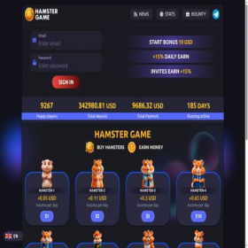 Скриншот главной страницы сайта hamstergame.biz