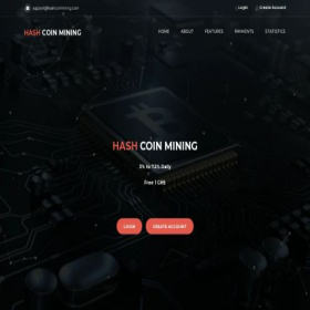Скриншот главной страницы сайта hashcoinmining.com