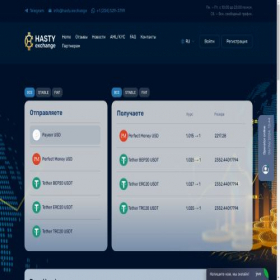 Скриншот главной страницы сайта hasty.exchange