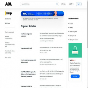 Скриншот главной страницы сайта help.aol.com