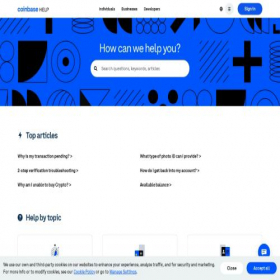 Скриншот главной страницы сайта help.coinbase.com