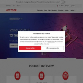 Скриншот главной страницы сайта hetzner.com
