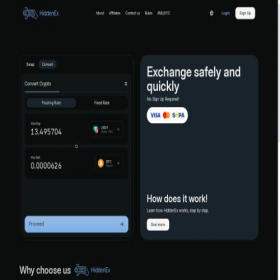 Скриншот главной страницы сайта hiddenex.io