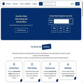 Скриншот главной страницы сайта hostboxonline.com