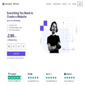 Скриншот главной страницы сайта hostinger.com