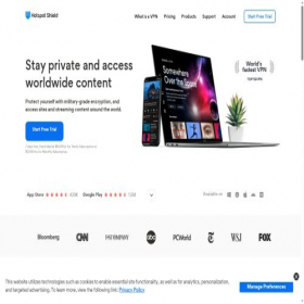 Скриншот главной страницы сайта hotspotshield.com