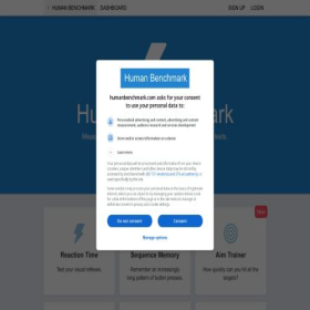 Скриншот главной страницы сайта humanbenchmark.com