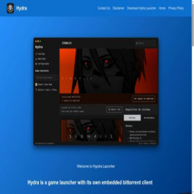 Скриншот главной страницы сайта hydralauncher.app