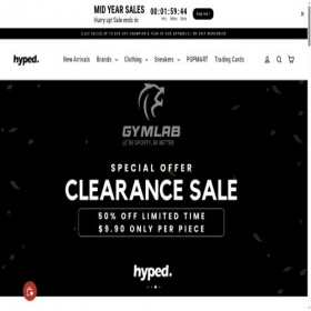 Скриншот главной страницы сайта hyped.sg