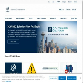Скриншот главной страницы сайта icann.org