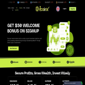 Скриншот главной страницы сайта icoinx.ltd