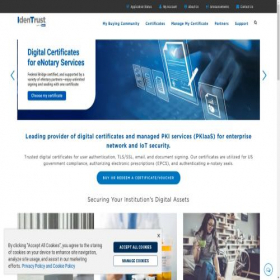 Скриншот главной страницы сайта identrust.com