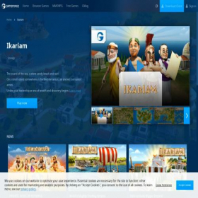 Скриншот главной страницы сайта ikariam.gameforge.com
