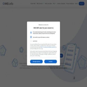 Скриншот главной страницы сайта imei.info
