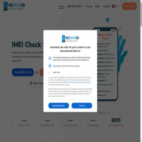 Скриншот главной страницы сайта imeicheck.com
