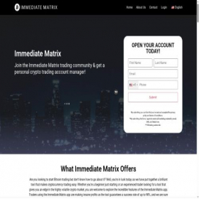 Скриншот главной страницы сайта immediatematrix.io