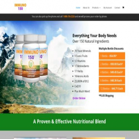 Скриншот главной страницы сайта immuno150.com