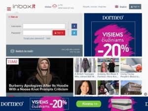 Скриншот главной страницы сайта inbox.lt