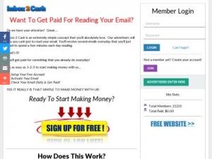 Скриншот главной страницы сайта inbox2cash.com