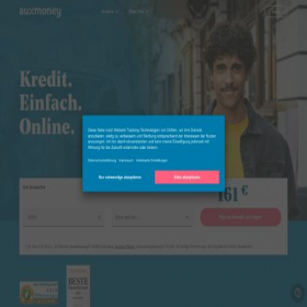 Скриншот главной страницы сайта info.auxmoney.com