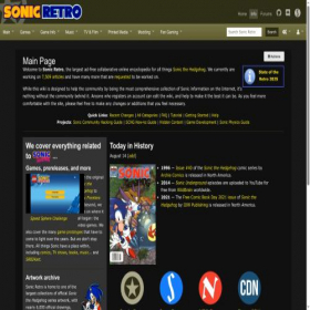 Скриншот главной страницы сайта info.sonicretro.org